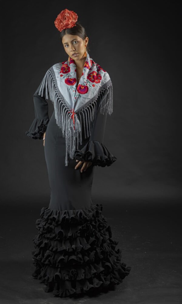 Vestido de flamenca negro crepé
