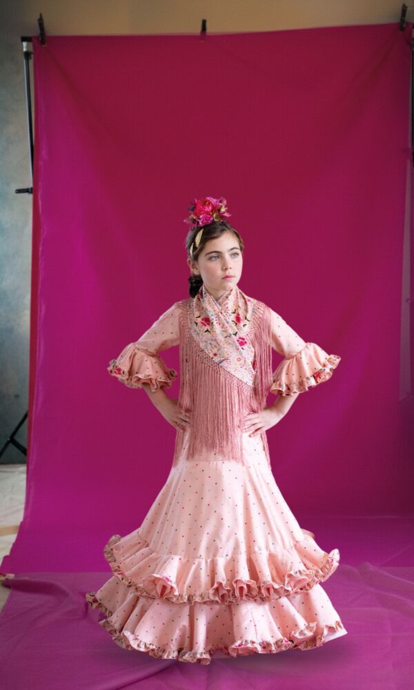 traje de flamenca para niña color salmon