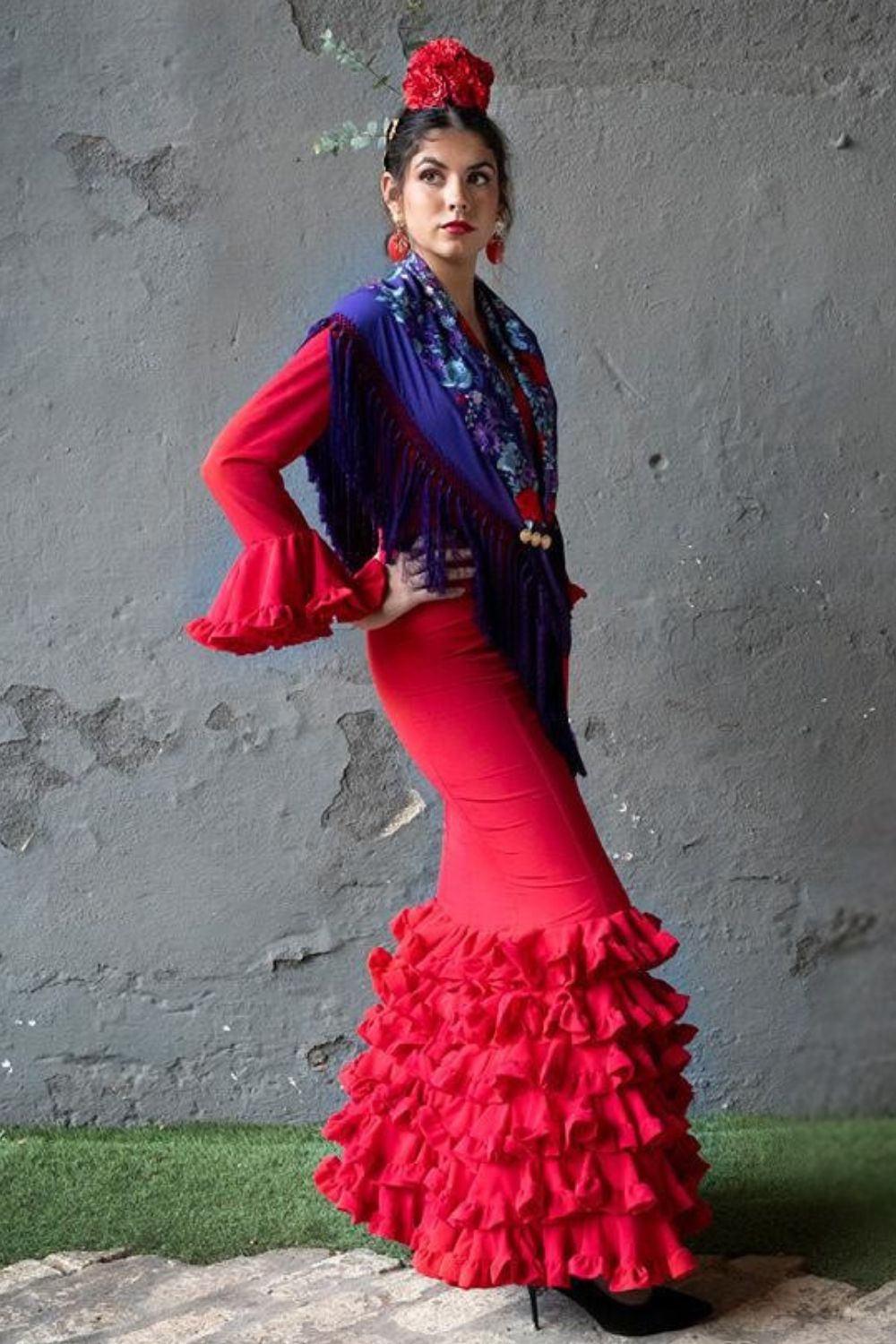 traje de flamenca color rojo