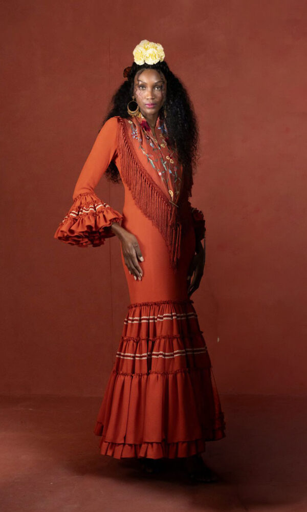 traje de flamenca teja